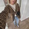 Americký retro leopardí vzorový pletený kardigánový sveter s výstrihom do V, mäkký brúsený štýl