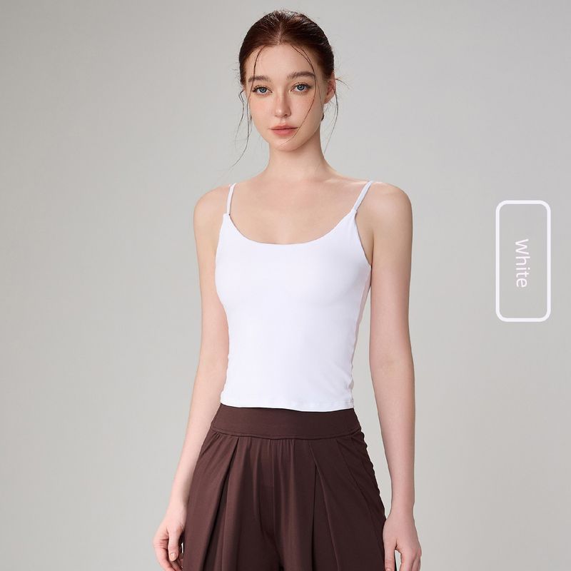 

2025 Summer New Yoga Vest Women s High Elastic Sling Tight Running Sports Bra Outwear Beauty Back Fitness Intimates White White(With chest pad) M/6