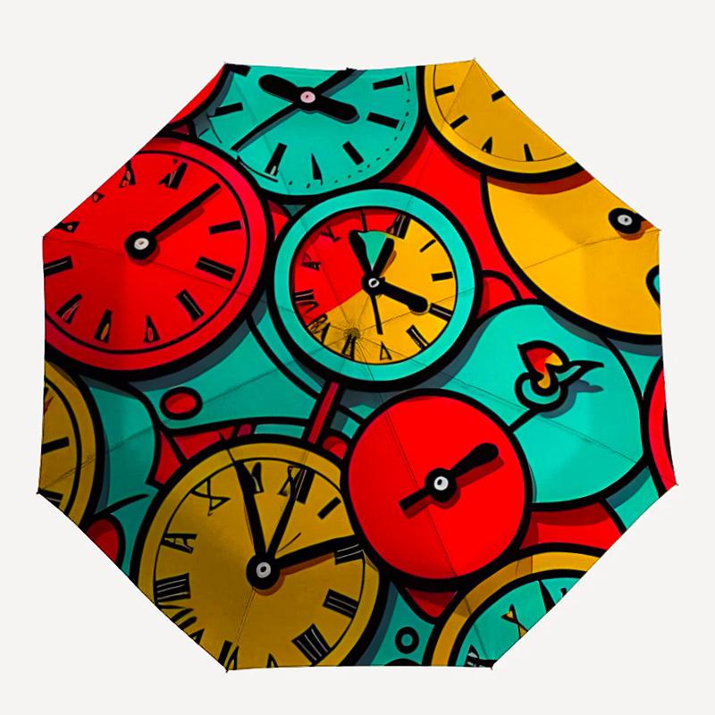 

1pc Clocks TimeAutomatic Open/close Umbrella, 8-Rib sturdy structure, Portable Travel Umbrella, Parties, Everyday Usec57