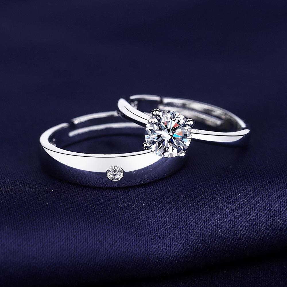 Adjustable Zircon Diamond Couple Rings for Men & Women – Perfect for Weddings, Valentine's Day & Gifts
