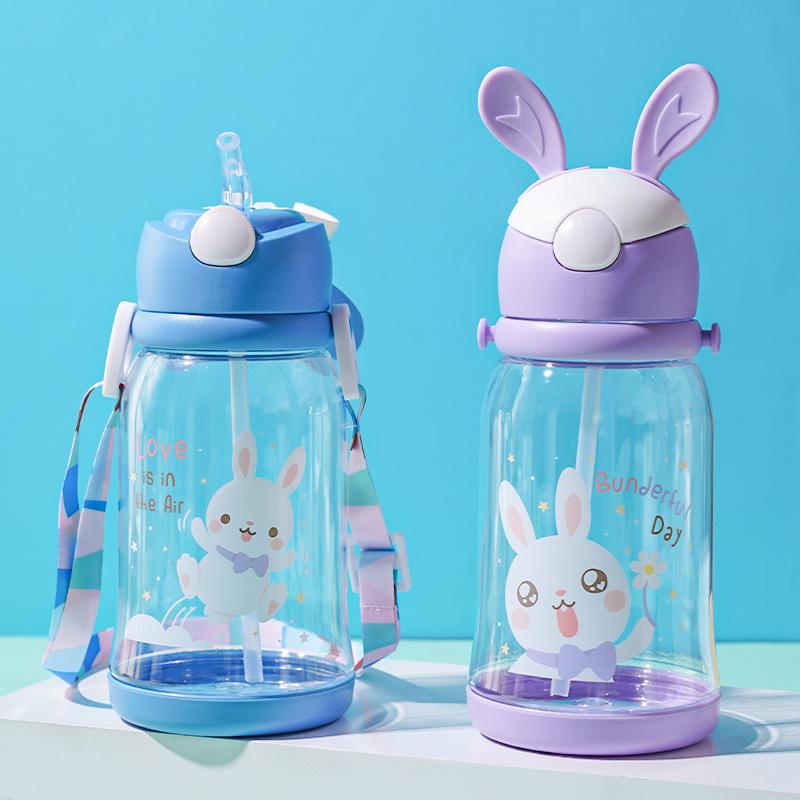 Rabbit Horn Children's Sippy Cup, Cute Flip-Top Cartoon Design