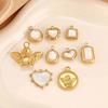 3Pcs Natural Sea Shell Hearts/Angel/Square Shape Charms Stainless Steel Gold Color Pendants DIY Necklace Bracelet Jewelry Making