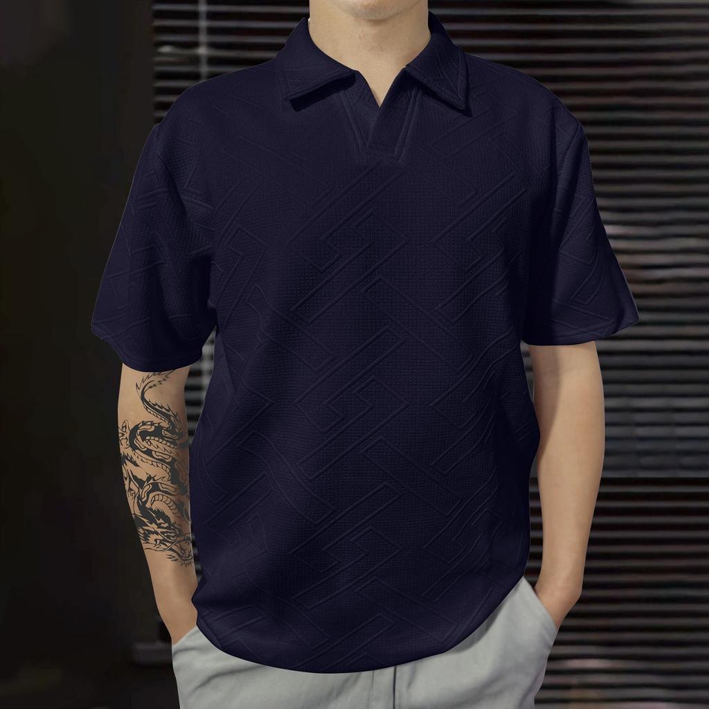 Herren Gestreift Einfarbig V-Ausschnitt Oberteile Herren Sport Kurzarmshirt