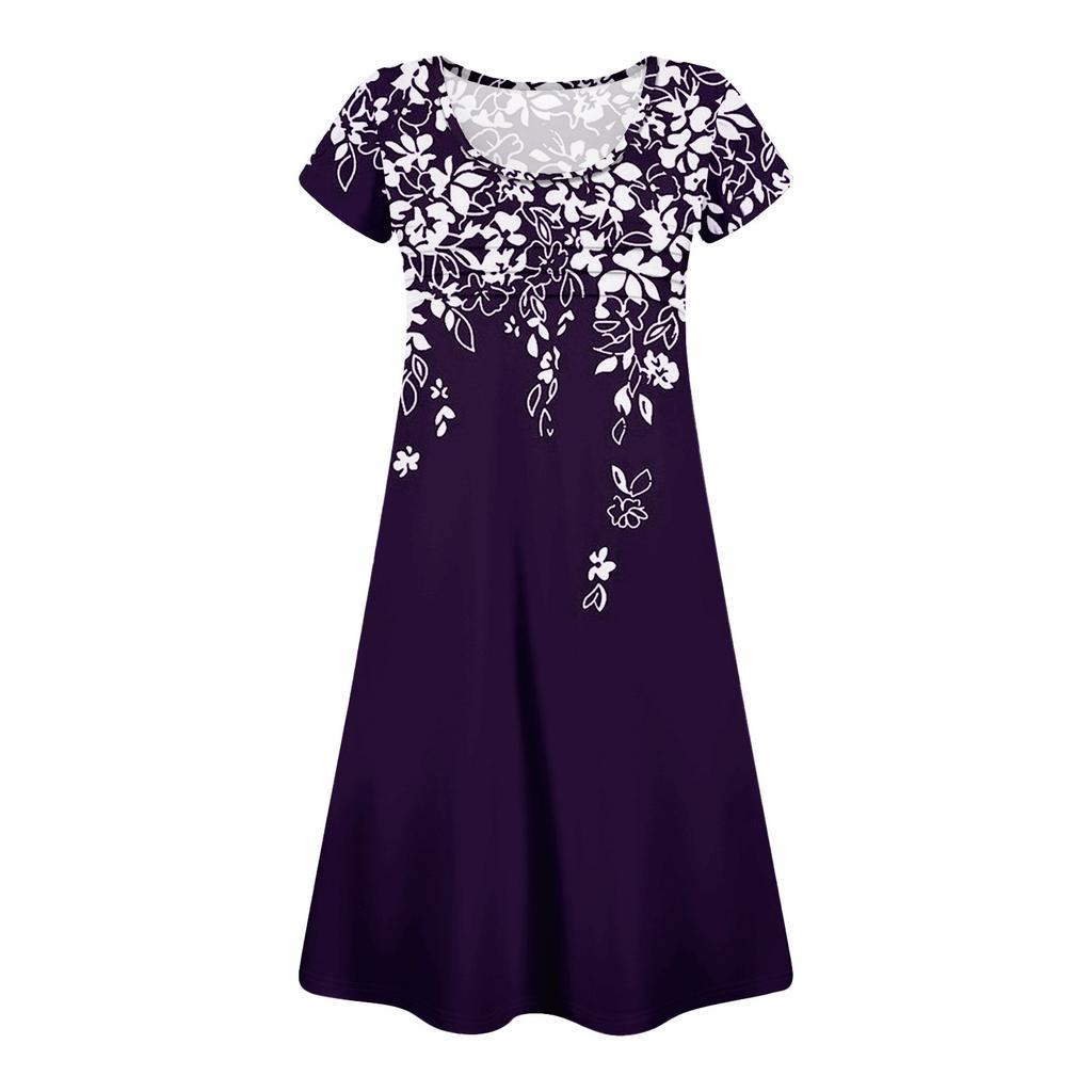 Women's Summer Casual Petal Slim Stripe Pleated Solid Color Dresses