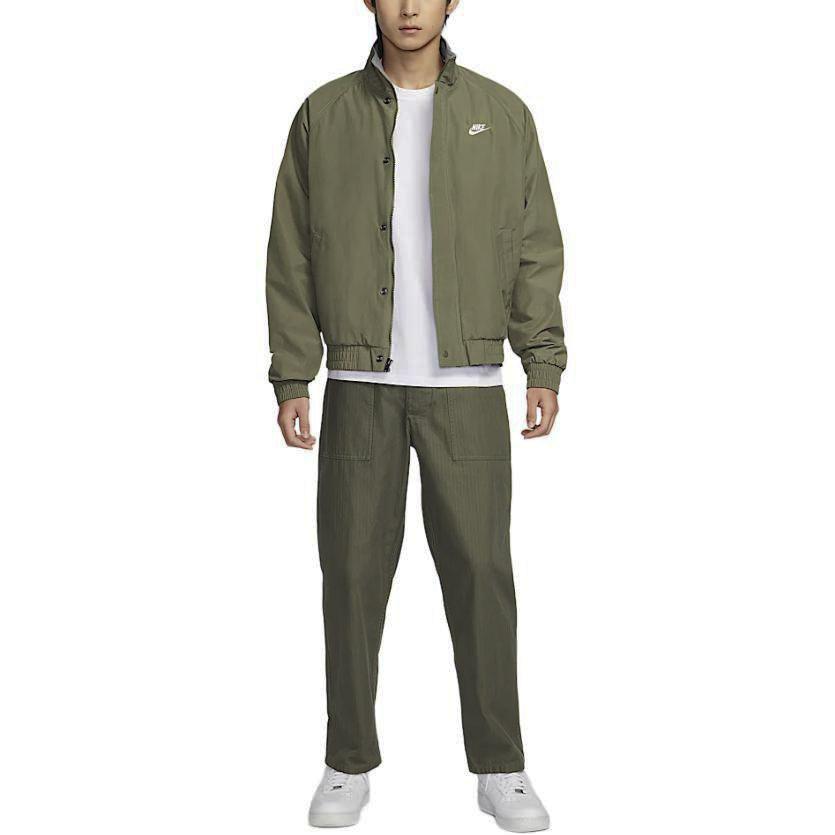 Nike Club Futura Fashion Bequeme Weiche Vielseitige Langarmjacke Herren Jacke Olivgrün Weiß FZ0657222