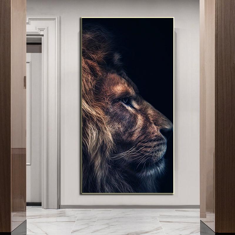 Leu, tigru, leopard, fluture, pictură modernă pe pânză, artă de perete, animale, afișe și imprimeuri nordice, decorațiuni pentru locuință.