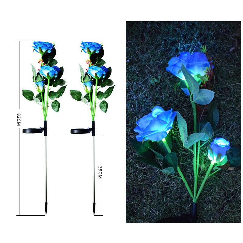 Rose Solar Garden Light Outdoor Waterproof LED Garden Light Simulated Rose Flower Branch Lawn Night Lamp Landscape Home Decor