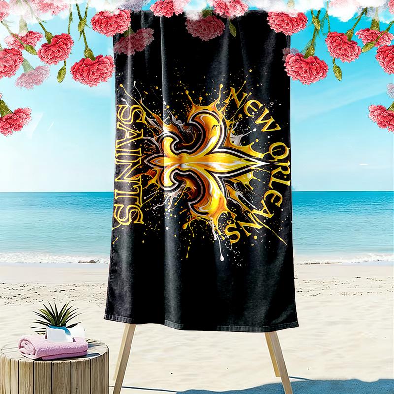 New Orleans Saints Print Beach Towel, Large Soft Quick Dry Towel for Beach Camping Swimming