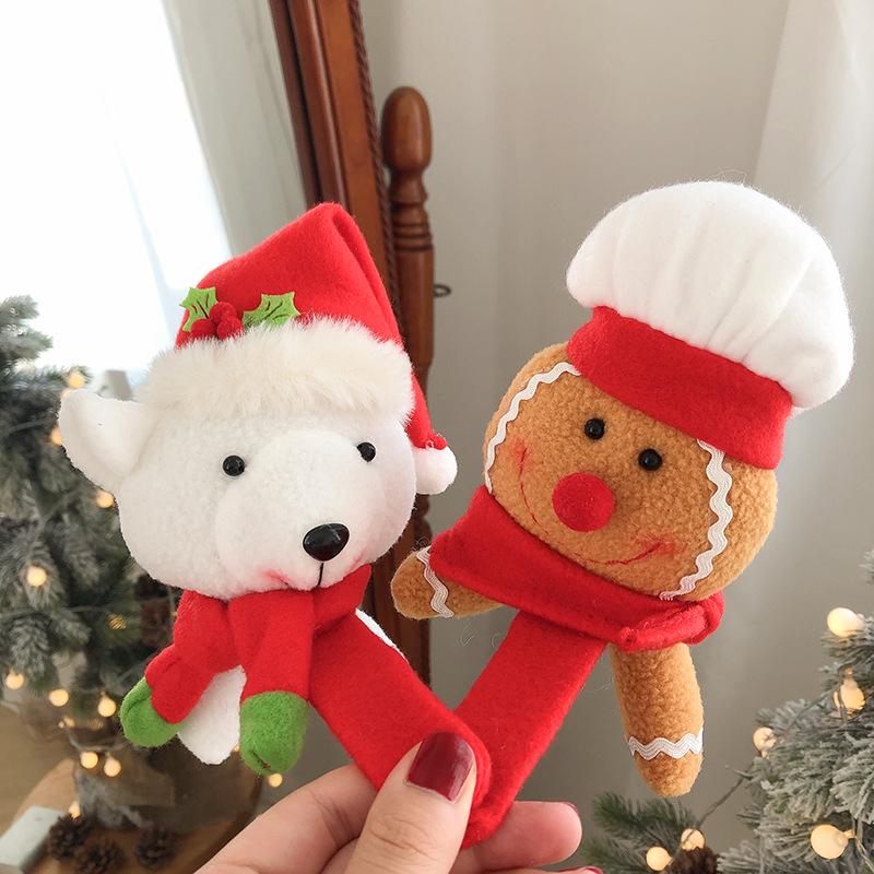 Creative Cute Christmas Plush Doll Slap Bracelet for Festive Decoration