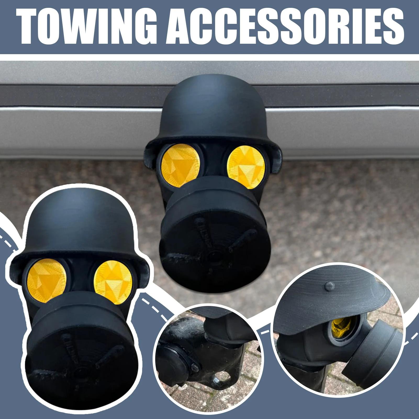 Trailer Hitch Cover With Steel Helmet And Gas Mask 3D Printed Trailer Hitch Ball Cover Prevent Receiver Tube From Rusting rosso