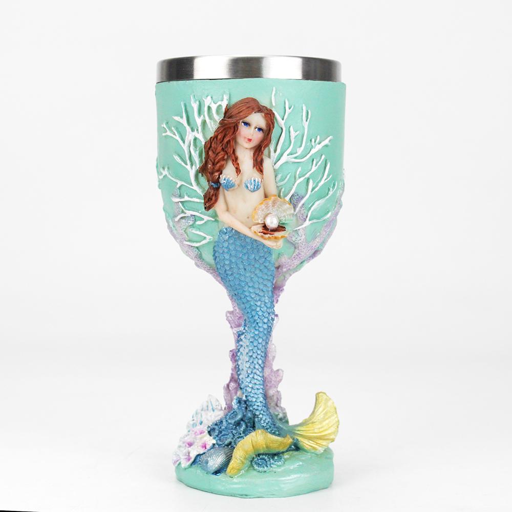 Gothic Goblet 3D Viking Stainless Steel Resin Skull Wine Goblet Dragon Claw Skeleton Spine Whiskey Cup Wine Glass for Halloween