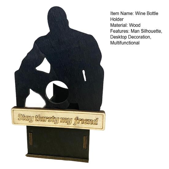 Sittande Man Vinställ Träman Silhuett Ölflaskhållare Organiseringshylla Hem Kök Bar Matbord Skrivbordsdekoration