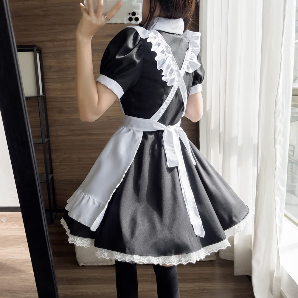 YAISHN Maid Cute Lolita Authentic and Halloween Short Set Outfit, Lolita/Gothic Dress, Popular, Costume, Women's, Cosplay, Sleeves, Bowknot, Knee-High