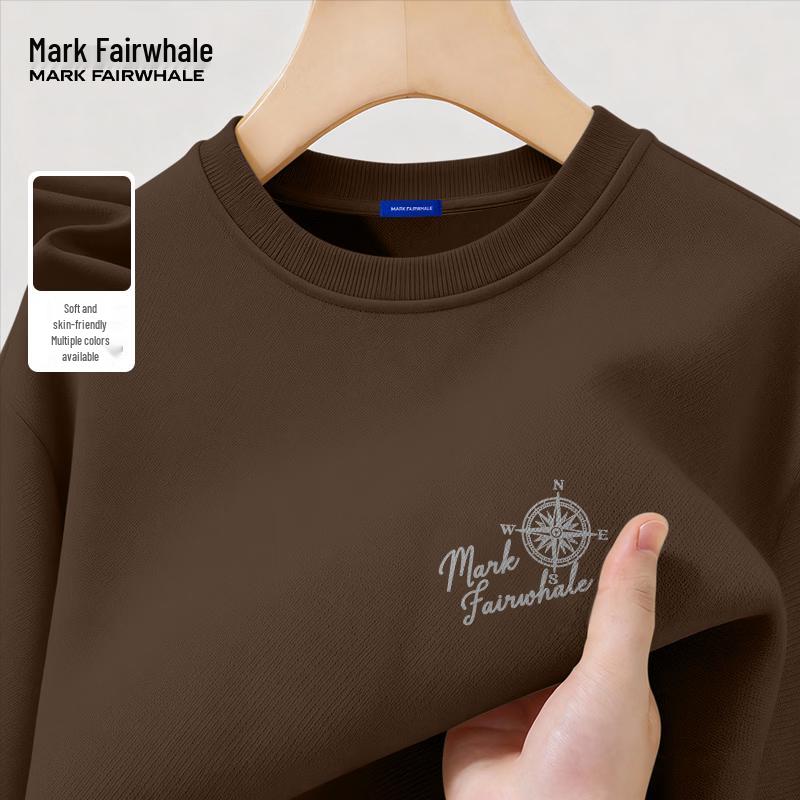 Mark Fairwhale Men's Loose Fit Heavyweight Letter Print Crewneck Sweatshirt