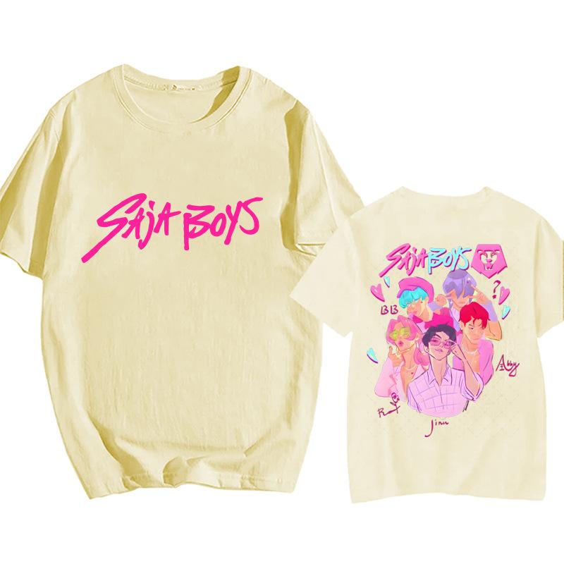 9 Farben Beliebtes T-Shirt Cartoon KPop Dämonenjäger Elemente Druck Erwachsenen Trendy Herrenmode Lässig Übergröße Damen Street Top