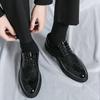 Elegant Men's Patent Leather Oxfords Shoes Pointed Toe Lace Up Formal Shoes for Wedding Business Party Flats Office Dress Shoes