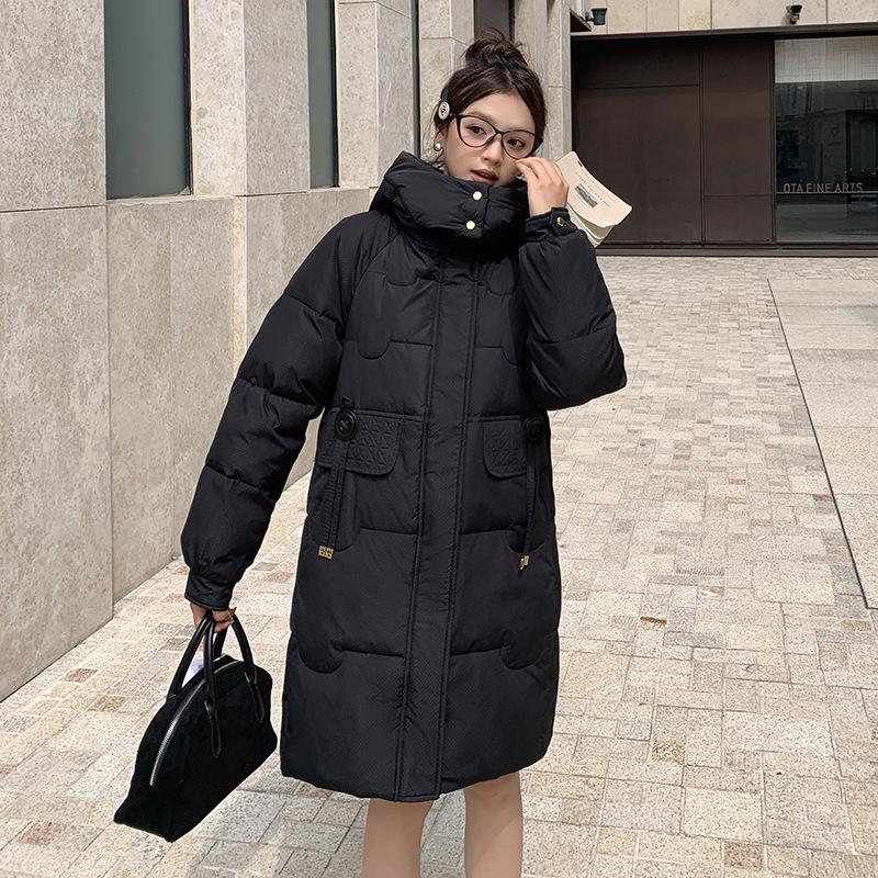 Women's Autumn and Winter Jacket Solid Color Hooded Mid-Length Thick Loose Women's Jacket 5 Colors