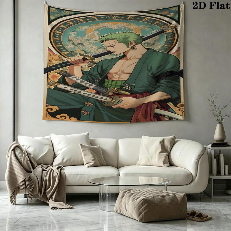 One Piece Roronoa Zoro Wall Tapestry Aesthetic Wall Hanging Printed Fabric Blanket Decorative Tapestries For Bedroom Living Room Home Decor