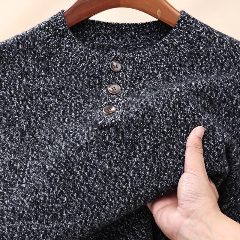 Hengyuanxiang Men's 100% Pure Wool Round Neck Sweater