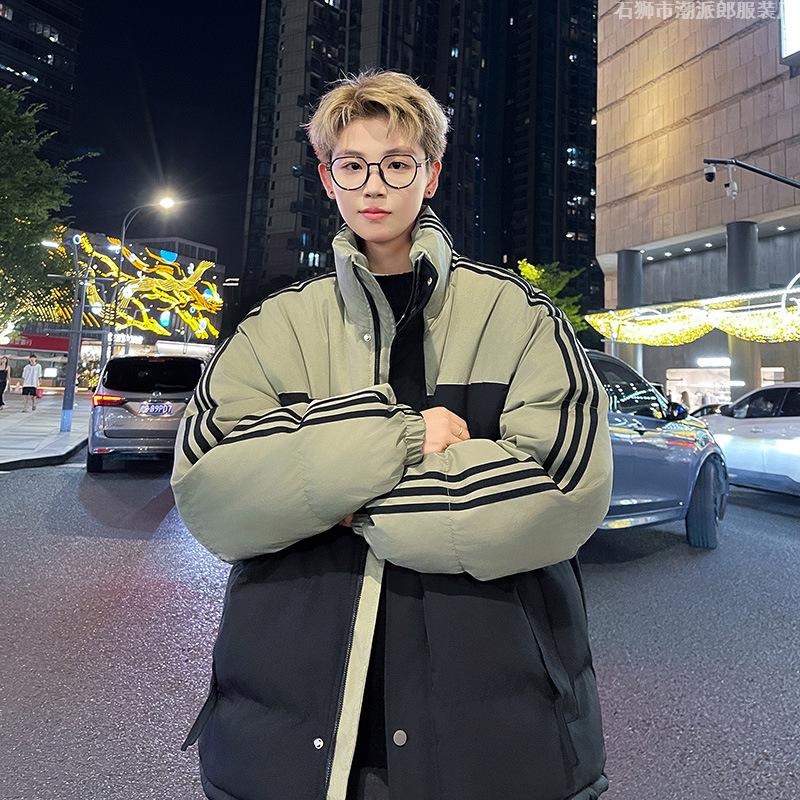 Winter New Splicing Down Cotton Clothes Men's Couple Loose Bread Clothes Casual Warm Cotton Clothes Jacket Women