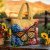 Floral Print Quilted Tote Bag - Shoulder Hand Carry Medium Size Street Style