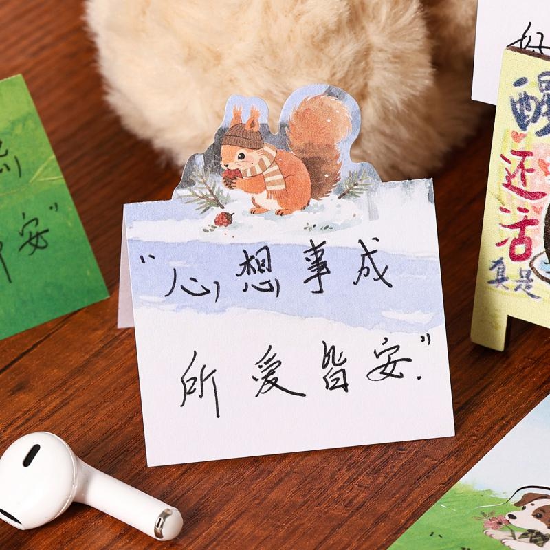 90 Sheets Cute Cat & Dog Pattern Writable Tearable Decorative Sticky Notes, Cartoon Pet Memo Pads, Journal DIY Collage Material