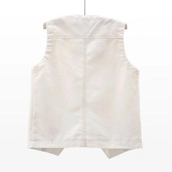 Vestă Dama Denim cu Buzunare Fără Mâneci cu Nasturi Largă Culoare Solidă Cardigan Gât în V