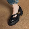 Platform High Heels Woman Shoes Marie Janes Women's Sandals 2025 Summer Shallow Chunky Shoes Soft Leather Elegant Dress Pumps