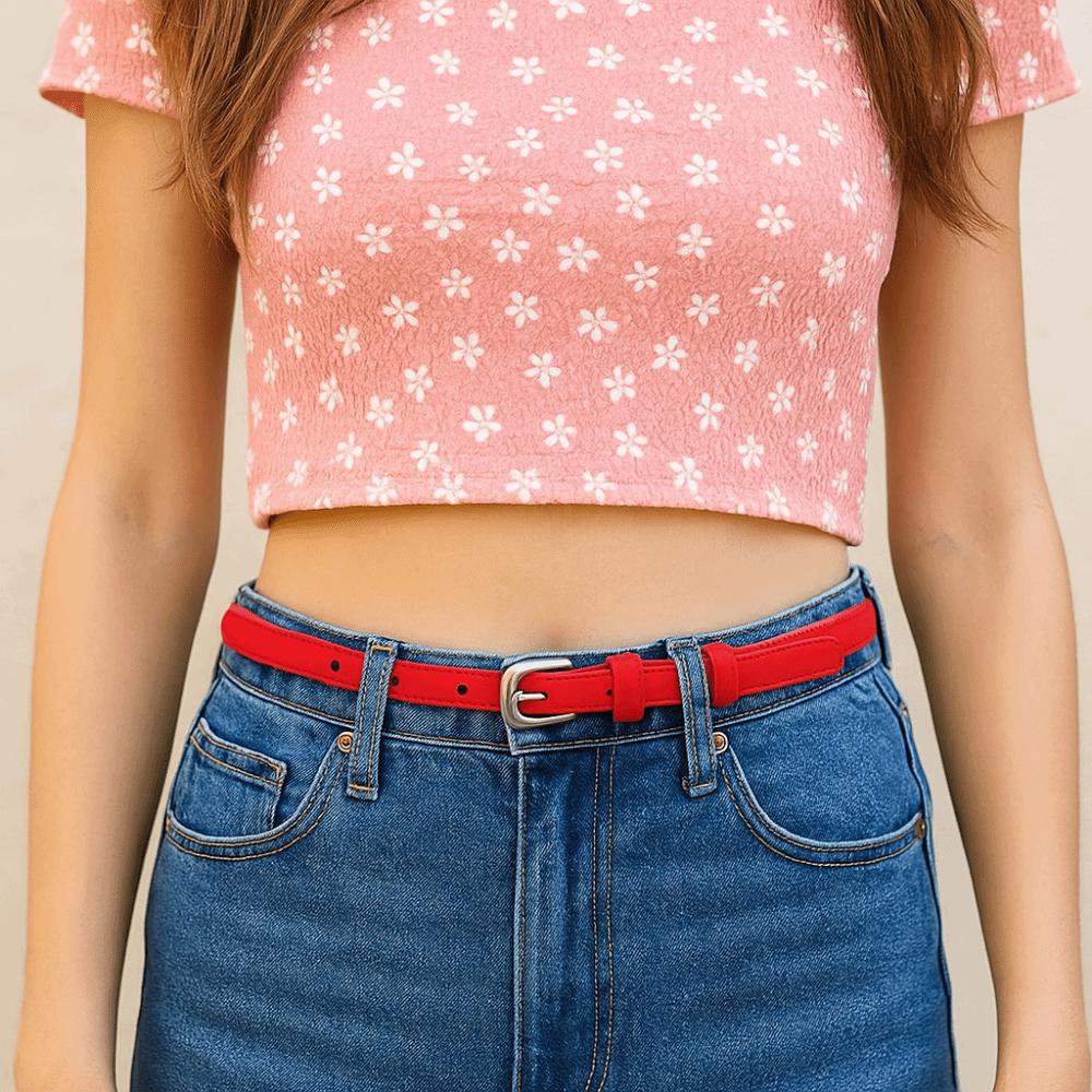 Casual Business Waist Belt Luxury Design Thin Waistband Trendy Suede Leather Belt  For Women