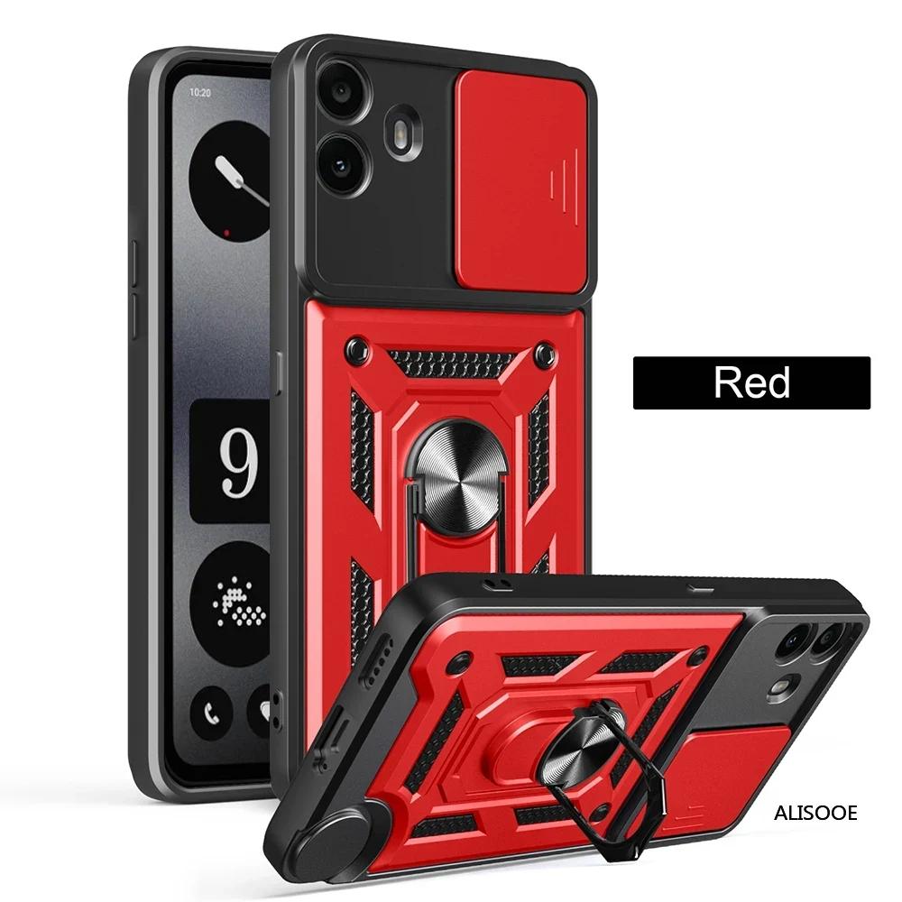 

Чехол-держатель Armor для Nothing CMF Phone 1 / CMF Phone 2 Pro Защитный чехол со сдвижной защитой камеры, кольцом-подставкой, противоударная задняя крышка Capa Nothing CMF Phone 1 красный