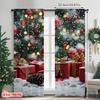 2pcs 2D Flat Printing Christmas Window Curtains Snowflake Tree Gift Versatile 100% Polyester Without Electricity Family Party