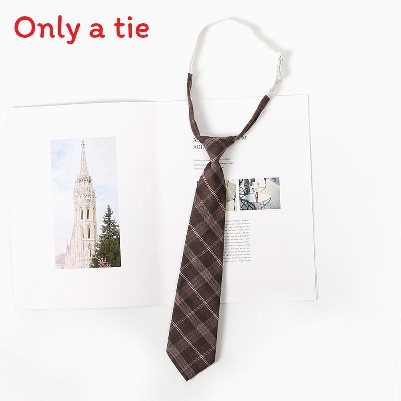 Checkered Retro Brown Striped Tie And Bow For Casual School Outfits Gifts And