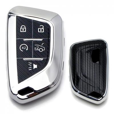 Silver Chrome TPU Key Fob Case For -up Cadillac CT5 CT6 XTS XT4 XT5 ATS, Etc