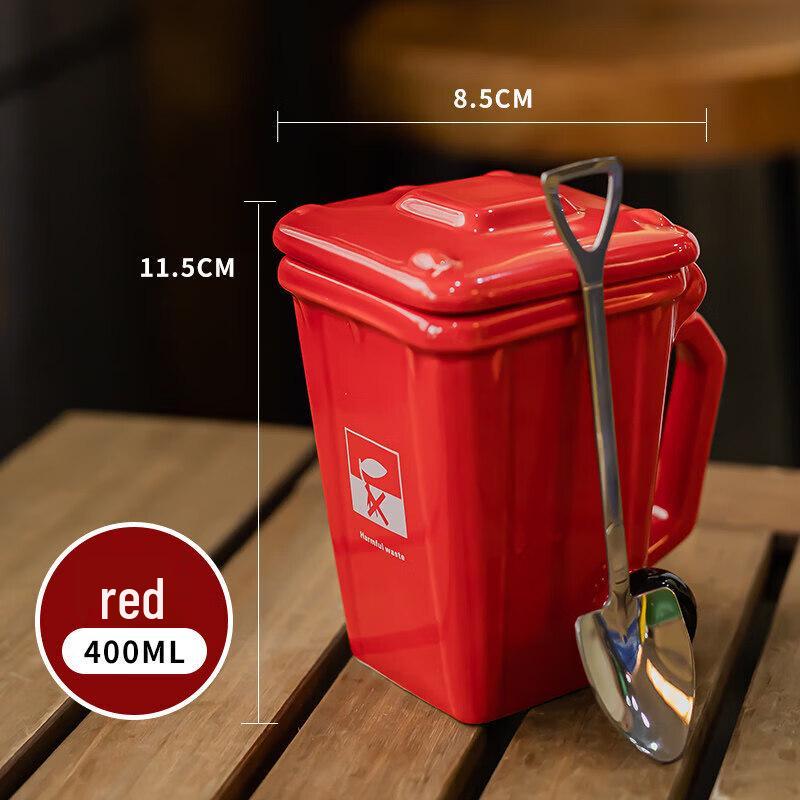 Trash Can Shaped Ceramic Mug with Lid