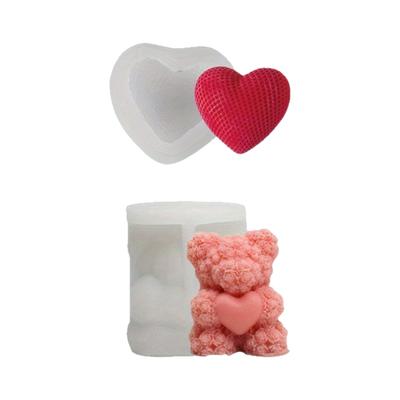 Heart Bear Candle Mould Valentine's Day Silicone Molds Ornament Molds Castings Molds Plasters Molds for Home Decoration