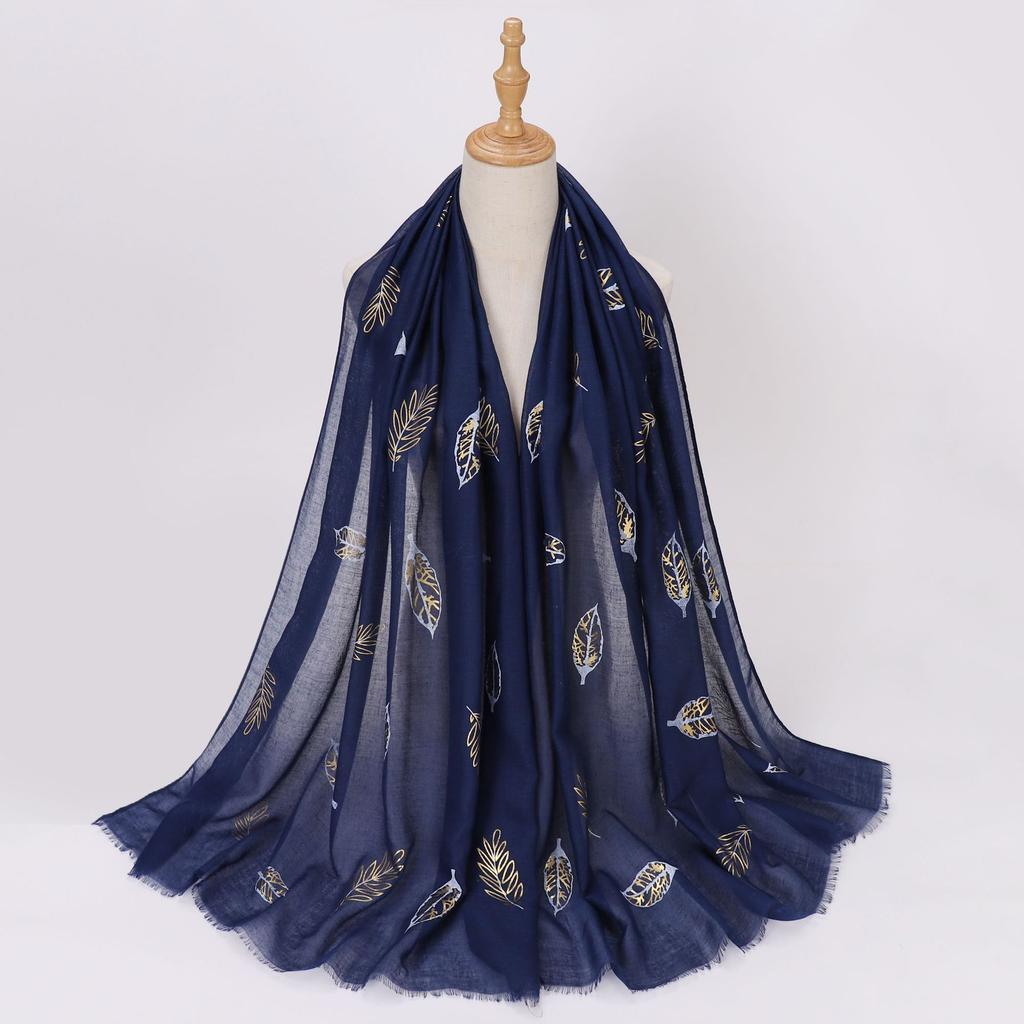 Ethnic Style Gold Foil Printed Scarf Soft Polyester Women S Fashion Scarf