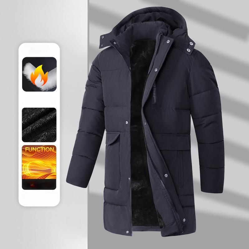 New Men's Winter Coat Outdoor Casual Sports Windproof Hooded Thick Warm Winter Clothing Long Coat Cotton Jacket Male Parka