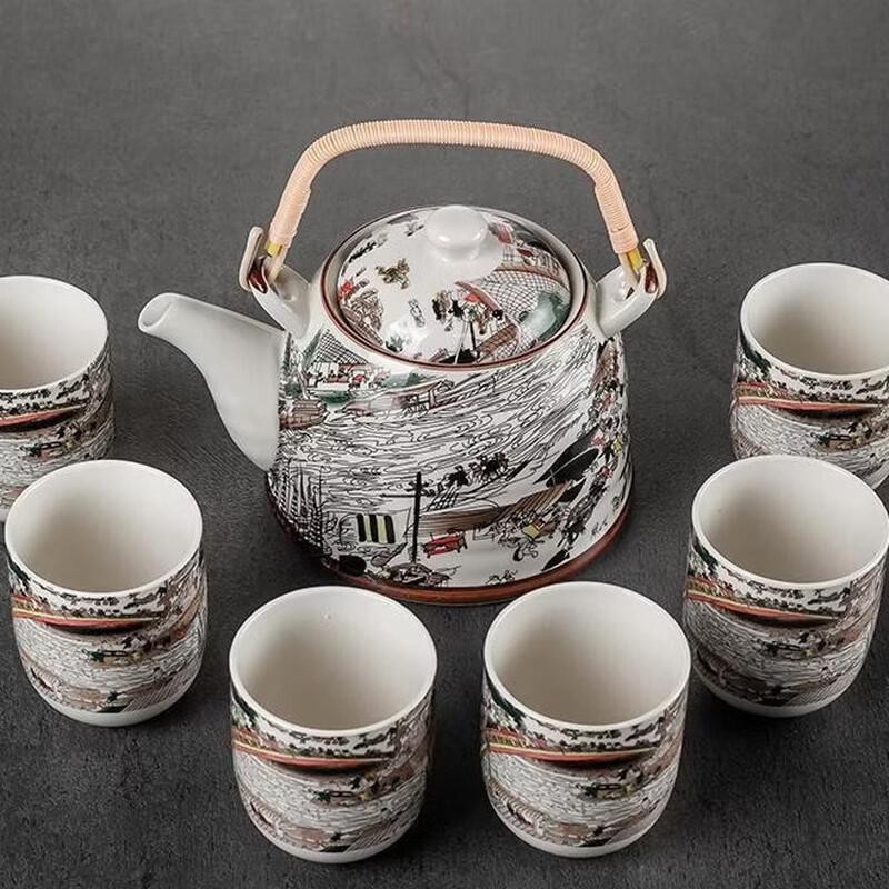 

Retro Celadon Ceramic Teapot Set with 6 Cups