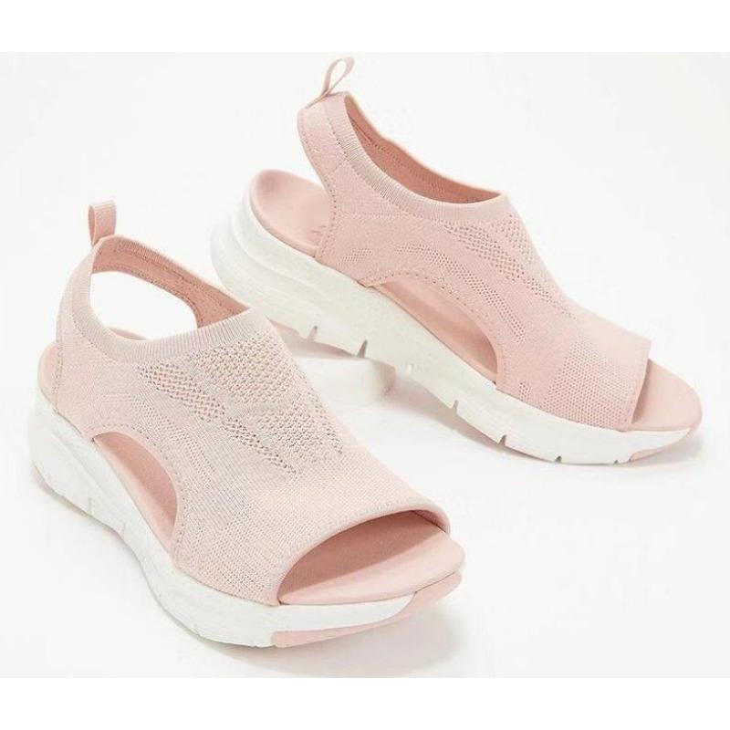 

Босоножки на танкетке большого размера из мушиной ткани для женщин, летние новые спортивные сандалии для женщин 45 розовый