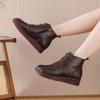 Fashion New Winter Plush Ankle Boots Woman Laced Oxford Shoes for Women Winter Warm Real Cow Leather Booties Ladies Flat Heel Short Boot
