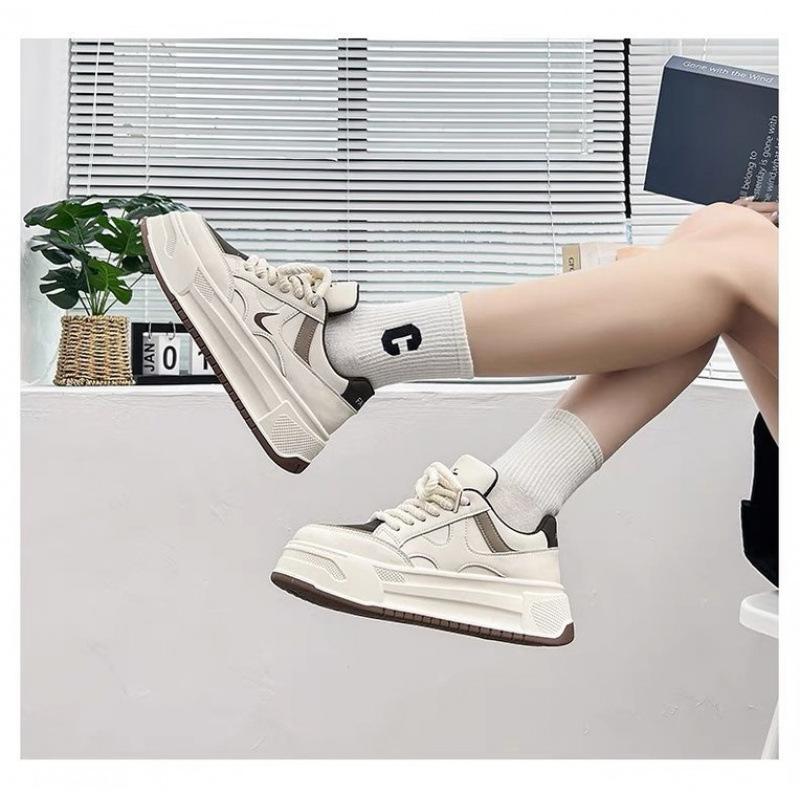 2025 Summer New Korean Version Ins Student Little White Shoes Platform Heightening Sports Board Shoes Trend Street Casual Shoes
