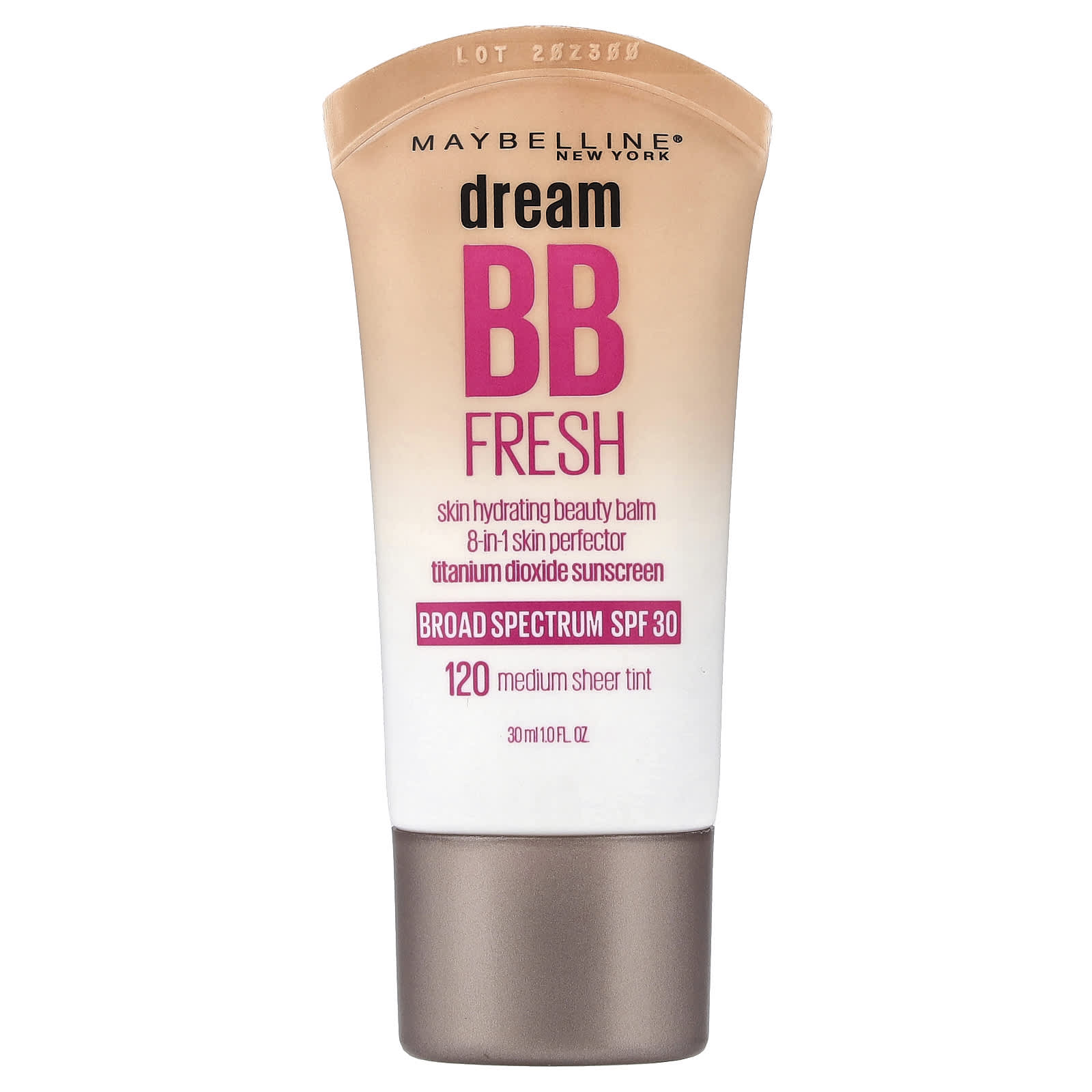 Maybelline Dream BB Fresh, Skin Hydrating Beauty Balm, SPF 30, 120 Medium Sheet Tint, 30ml (1 fl oz)