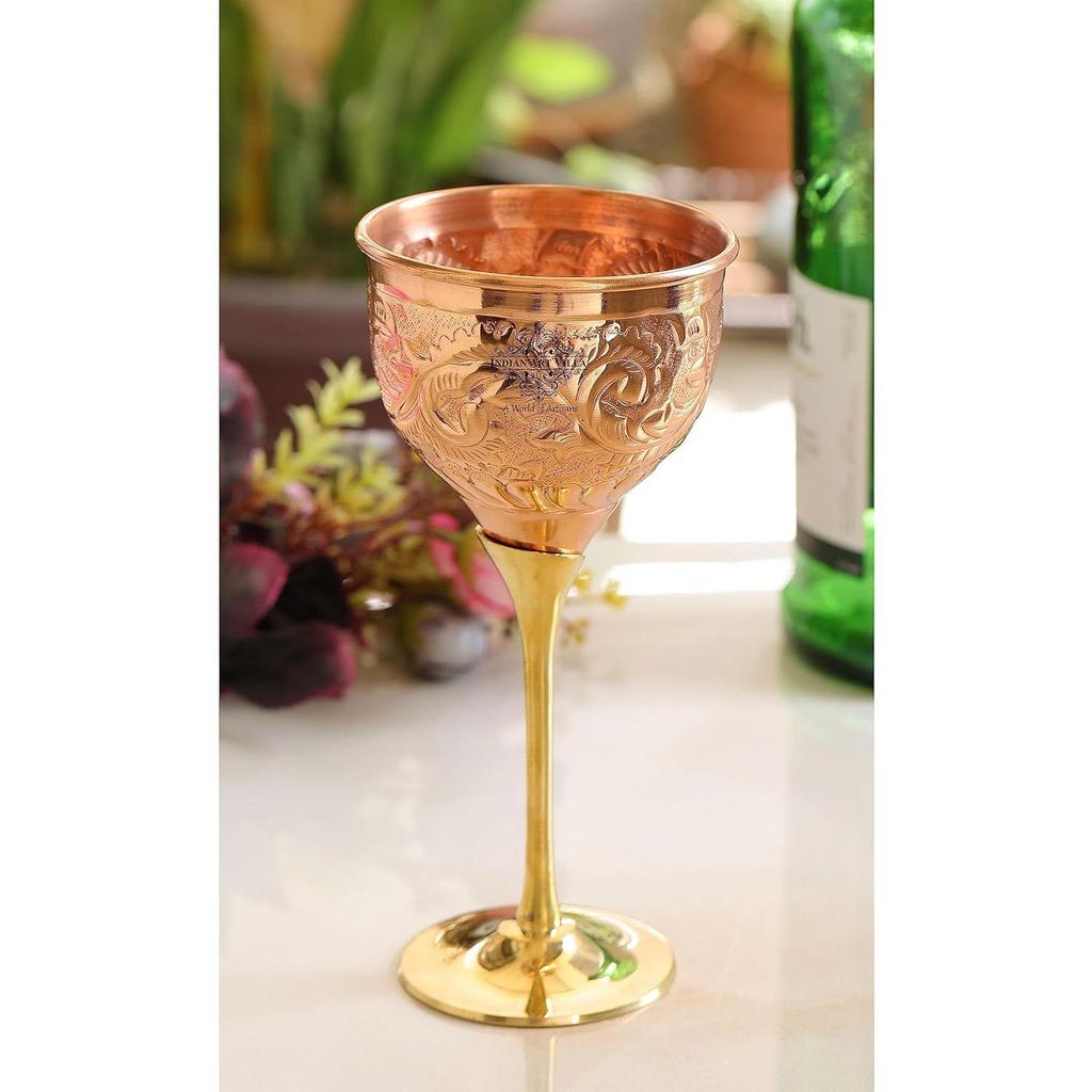 Weinglas mit Kupfer-Blumendesign und Messingständer 290 ML - Trinken Servieren Weinbar Hotel Restaurant
