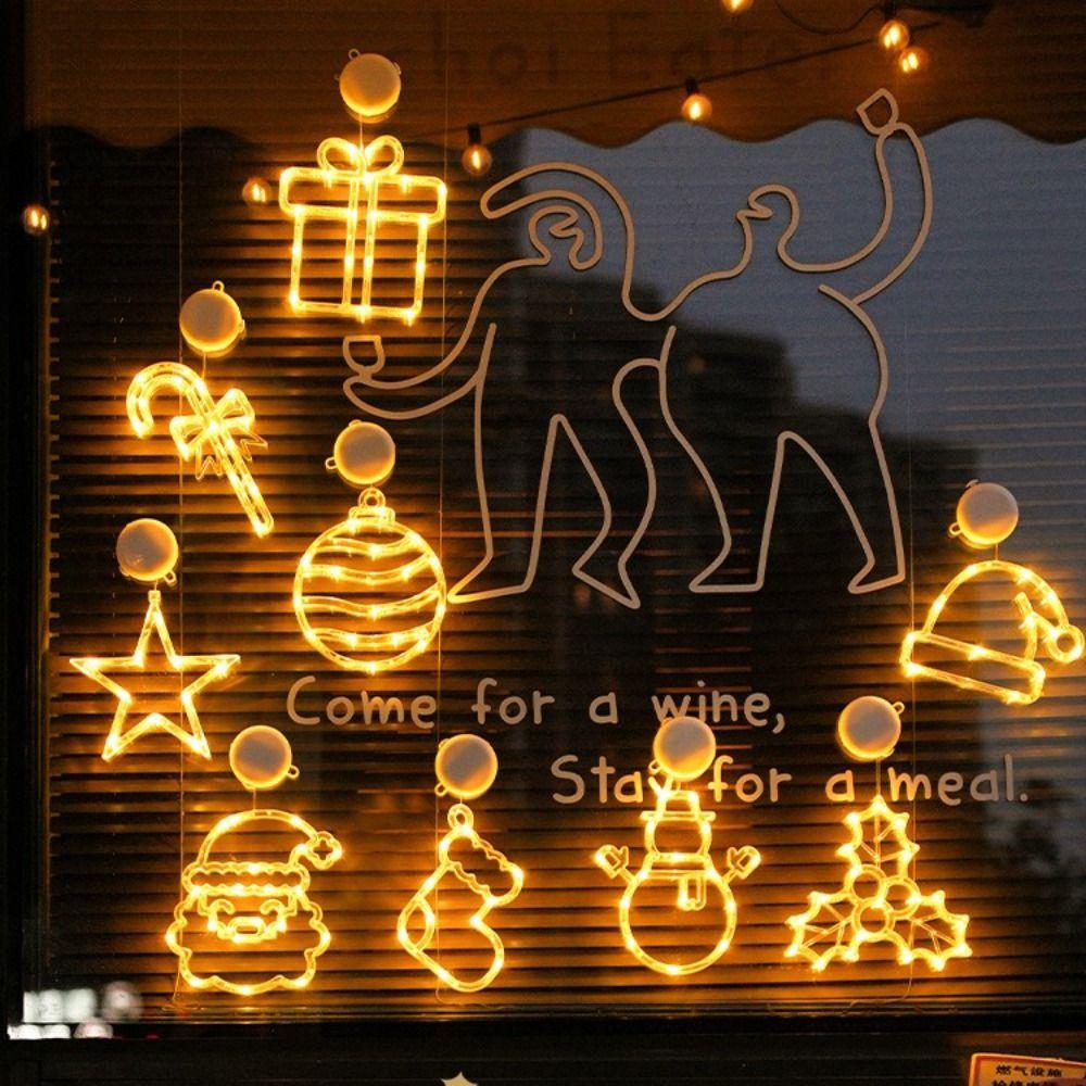 Suction Cup Snowflake Light Warm Light Christmas Decoration  Holiday Lighting