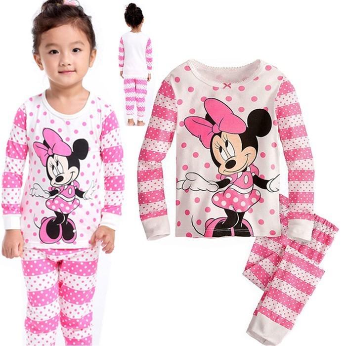 Mickey Minnie Mouse Girls Pajama Set With Cotton Fabric And Warmth For Sleepwear Comfort