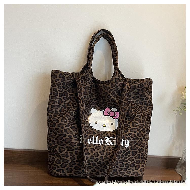 2025 Autumn/Winter Leopard Print Cute Single Shoulder Tote Bag - Large Capacity Shopping Handbag