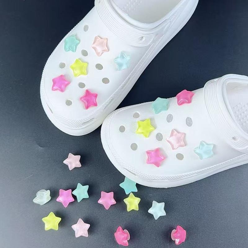 Ensemble de 12 breloques de chaussures tendance Accessoires Boucle de chaussure à trou Étoile brillante à cinq branches Décorations de chaussures 3D DIY pour sac Bogg