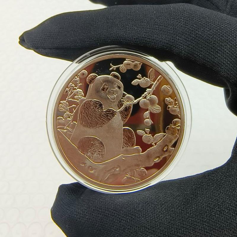 Panda Coins, Gold-plated and Silver Plated, Commemorative Medals, Metal Crafts, Panda Commemorative Medals, Small Gifts