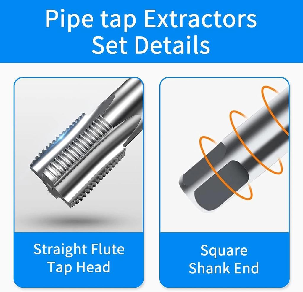 6-Piece BSP Pipe Tap Set,1" 3/4" 1/2", 3/8", 1/4", 1/8" BSP Tap Set Leak-Free Carbon Tap Set For Plumbing Automotive