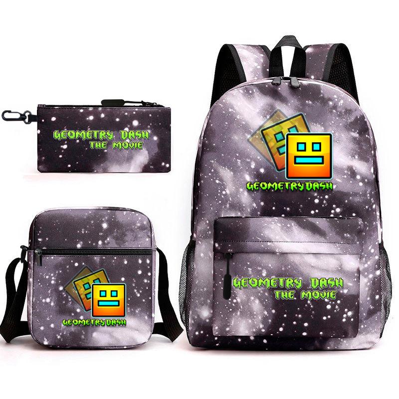 Geometry sprint game backpack geometry dash heat transfer backpack elementary school bag leisure bag